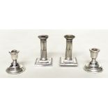 CANDLESTICKS BY MAPPIN AND WEBB, a pair, silver corinthian column stop fluted by Mappin and Webb,