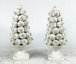 GARLIC OBELISKS, a pair, blanc de chine, 43cm H. (2)