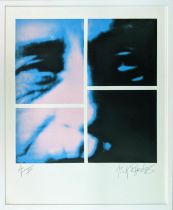 NICK RHODES (B1962) 'Visage', monotype (unique lithograph), 76cm x 63cm, framed.