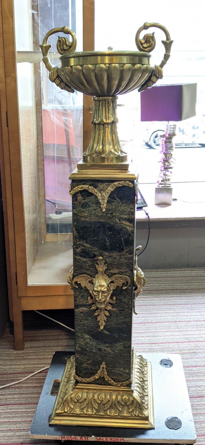 URN ON PEDESTAL, marble and brass mounted, 133cm H. - Bild 2 aus 7