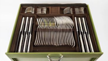 A CHRISTOFLE IMPERIAL CANTEEN OF CUTLERY, Silver plate, fitted in a green canteen box, comprising 12