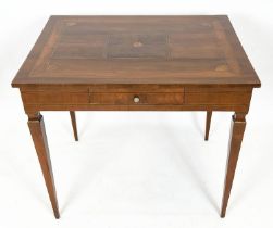TUSCAN CENTRE TABLE, Italian late 18th century, mahogany and parquetry with a single frieze drawer
