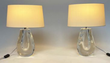 TABLE LAMPS, a pair, Heathfield and Co 'Anya', solid glass free blown base, 49cm H. (2)