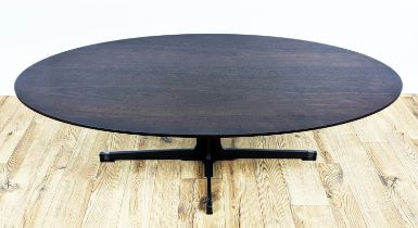 CAMERICH COFFEE TABLE, 122cm L x 62cm D x 39cm H, the oval wooden top on a metal base.