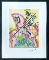 SALVADOR DALI 'St George and The Dragon' lithograph, numbered in pencil, 49cm x 35cm, with facsimile