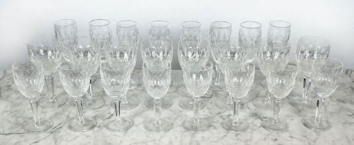 WATERFORD CUT CRYSTAL 'COLLEEN' GLASSES, three sets of eight including champagne, white wine and