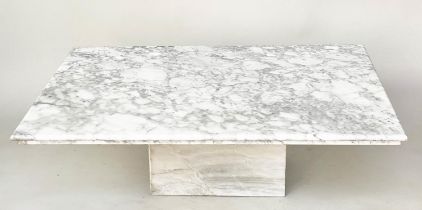 LOW MARBLE TABLE, 1970s Italian rectangular Carrara marble with moulded edge and plinth, 86cm W x