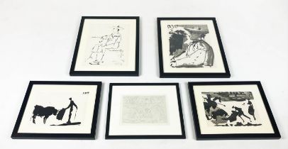PABLO PICASSO, 'Guapo Picador, seated Picador and three other Picasso Toros studies' lithographs,