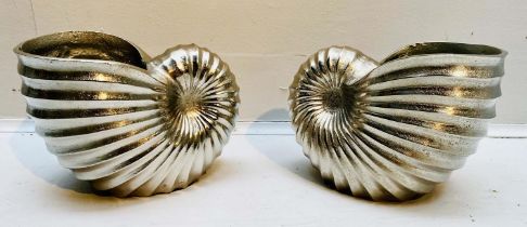 WINE COOLERS, 18cm x 26cm x 17cm, pair, in the form of sea shells, silver tone finish. (2)