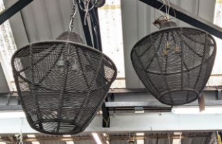 PALECEK NANTUCKET OUTDOOR PENDANT LIGHTS, a pair, 80cm drop, not including fittings. (2)