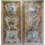 WALL PANELS, a pair, 19th century French, oil on canvas, 213cm x 97cm. (2)
