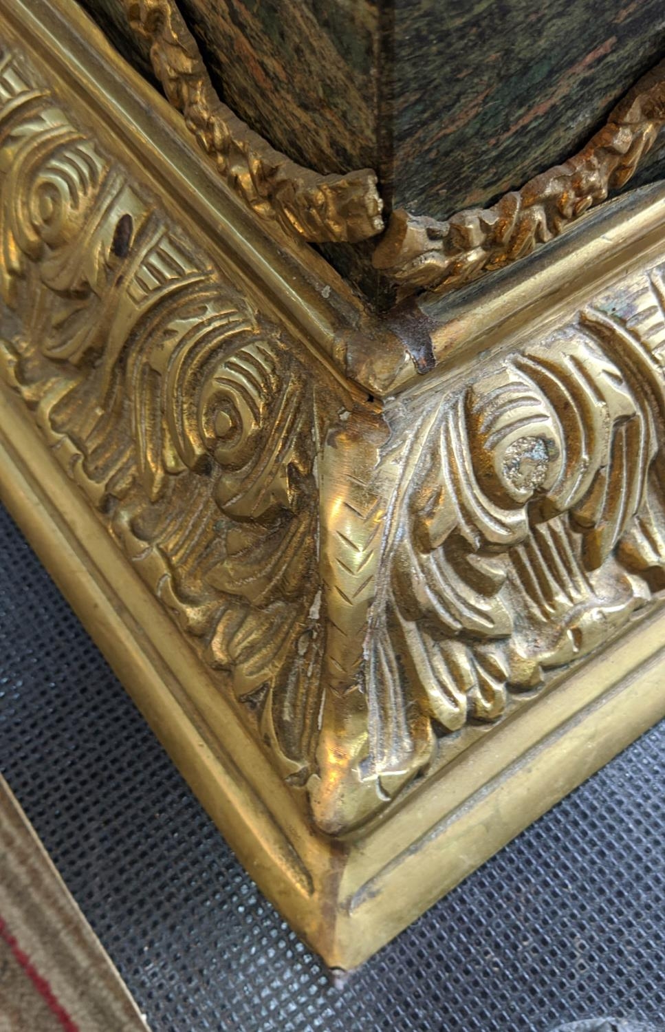 URN ON PEDESTAL, marble and brass mounted, 133cm H. - Bild 7 aus 7