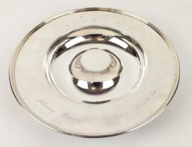 A THEO FENNELL SILVER RAISED ALMS DISH, London 2000, inscribed to rim 'Johnny, Happy 70th