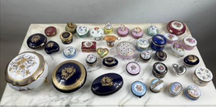 ENAMELLED PILL BOXES, various makers, including moorcroft, halcyon days, a Tiffany silver example,