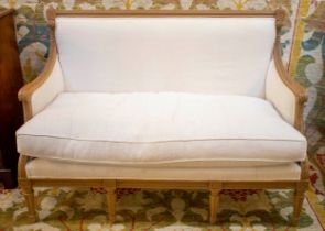 CANAPE, 102cm H x 141cm, Louis XVI style in white linen .