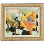Henri Matisse, Jeune femme jaune chaise, Off set lithograph signed in the plate, Vintage French