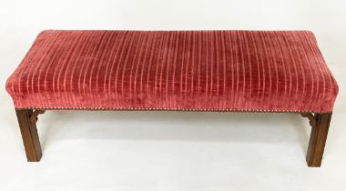 WINDOW SEAT, Georgian style mahogany with claret jumbo cord and close nail studded upholstery, 104cm