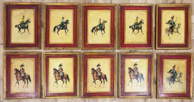 CAVALRY PRINTS, a set of ten, gilt frames, 40cm x 31cm. (10)