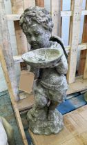 PUTTI WITH DISH, cast metal, 75cm H.