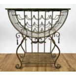 WINE RACK SIDE TABLE, Continental gilt metal, scrolling and bamboo design frame, with a