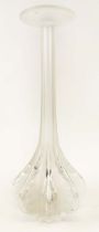 A LALIQUE MARIE-CLAUDE FROSTED GLASS VASE, of ribbed bulbous form with a long neck and flared rim,