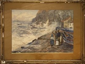 J W BOOTH RCA (1867-1953), 'The wreck of the skip jack' off stathes, watercolor on paper, 54cm H x
