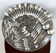 QUANTITY OF FRENCH SILVER PLATED FLATWARE, including a Christofle ladle, animal knife rests and