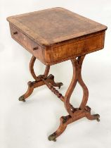 SIDE TABLE, 57cm W x 45cm D x 74cm H, Regency satinwood, amboyna and crossbanded, with ebony and