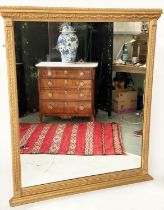 OVERMANTEL MIRROR, 19th century giltwood and gesso, rectangular with swag frieze and harebell