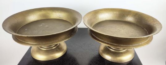 TAZZA, a pair, gilt metal, 50cm x 25.5cm. (2)