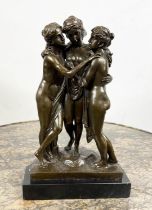 BRONZE THE THREE GRACES, after Antonio Canova, 33cm H.