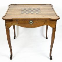 GAMES TABLE, 73cm H x 84cm W x 82cm D 18th century Italian walnut with chessboard inlaid top and