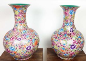 VASES, a pair, 57cm H, glazed ceramic. (2)