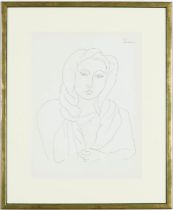 HENRI MATISSE, collotype, Femme K2, Suite: Themes & variations 1943, printed by Martin Fabiani, 25 x