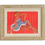 Henri Matisse, Jeune femme rouge, Off set lithograph signed in the plate, Vintage French frame, 20 x