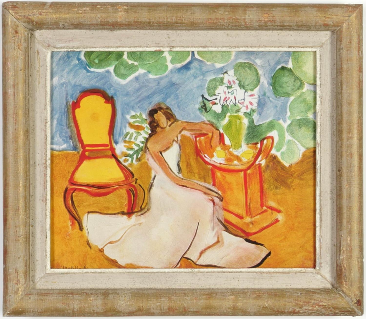 Henri Matisse, Femme Assise, Off set lithograph – signed in the plate, Vintage French frame, 21.5