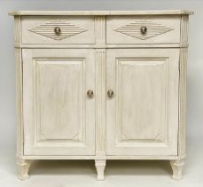 GUSTAVIAN STYLE CABINET, 103cm W x 56cm D x 97cm H, Swedish traditionally, grey painted, with two