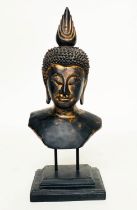 BUDDHA, bronze style on stand, 45cm H.