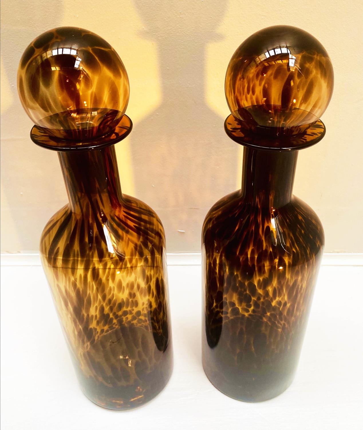 DECANTERS, a pair, 53cm high, 14cm diameter, , Murano style glass. (2) - Image 3 of 4