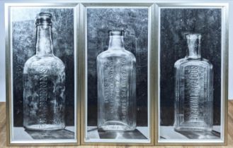 TROWBRIDGE GALLERY 'Vintage Bottle Triptich', each 126cm x 55cm. (3)