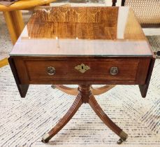 SIDE TABLE, 62cm W x 55cm D x 70cm H, mahogany with a pair, of drop flaps, a frieze drawer on a