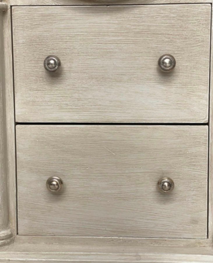BEDSIDE CHESTS, a pair, French Empire style, grey painted with swag detail and two drawers, 50cm x - Bild 4 aus 5