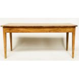 FARMHOUSE TABLE, 19th century French cherrywood, the planked and cleated top above a drawer to
