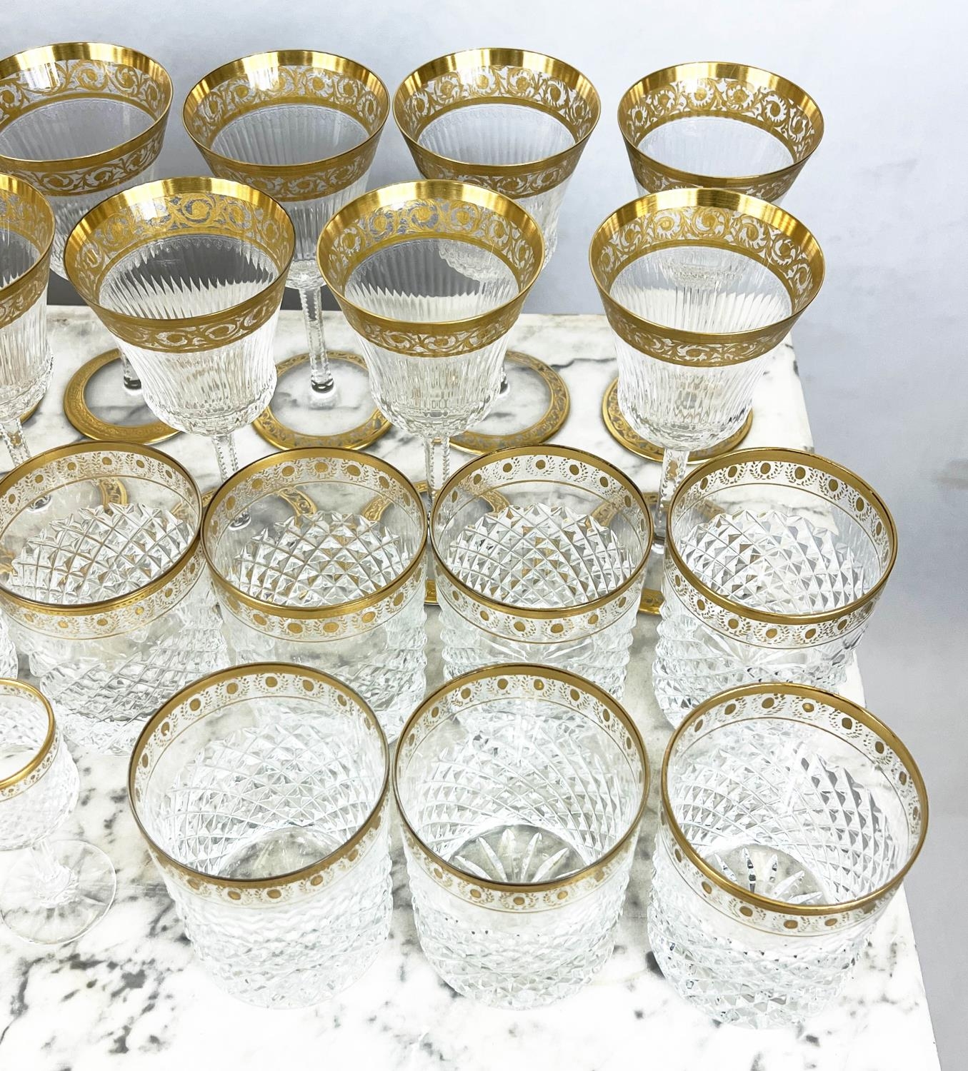 ST LOUIS GLASSWARE COLLECTION 'gold thistle' pattern, comprising four Champagne flutes, fourteen - Image 6 of 8