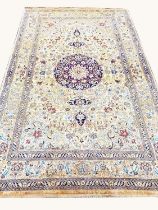 FINE PURE SILK TEHRAN DESIGN CARPET, 245cm x 150cm.