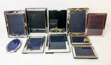 A COLLECTION OF TEN STERLING SILVER PLATED PHOTO FRAMES, of various sizes.