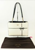 KATE SPADE CHERRY STREET PHOEBE BAG, two top leather and chain handles, bicolour with front bow