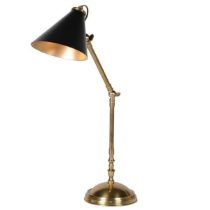 DESK LAMP, 1950s Italian style, gilt metal, black shade, 91cm H at tallest.
