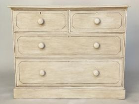 VICTORIAN CHEST, Victorian painted and black lined with two short and two long drawers, 107cm W x