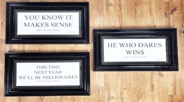 DEL BOY QUOTES, a set of three, frames, 85cm x 45cm each. (3)